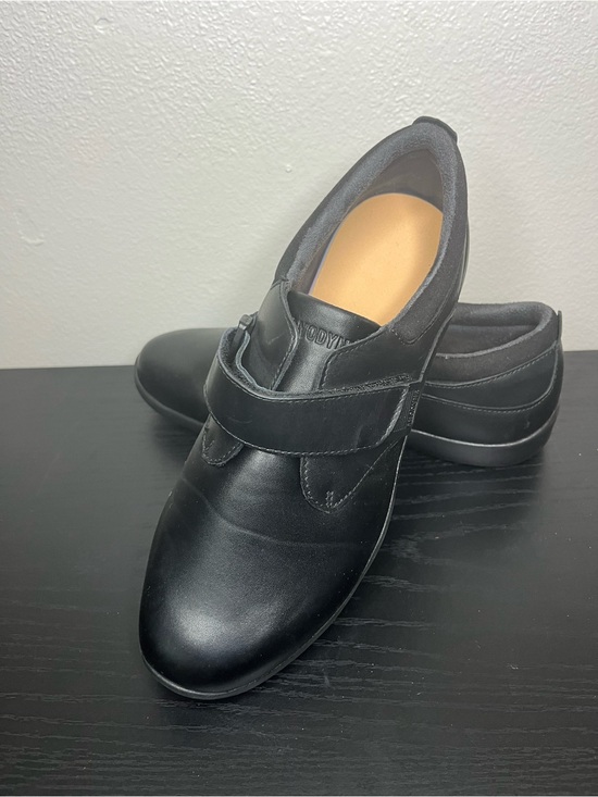 Anodyne Shoes - Diabetic Black Women's Slip-On Loafers with Velcro Strap